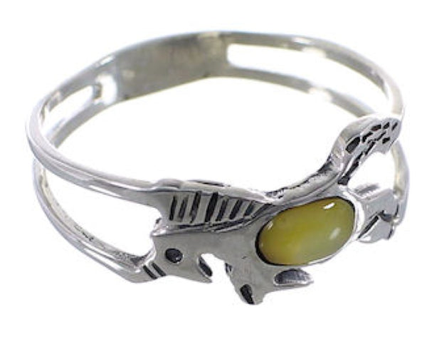 Sterling Silver Yellow Mother Of Pearl Horse Ring Size 7-1/2 EX51431